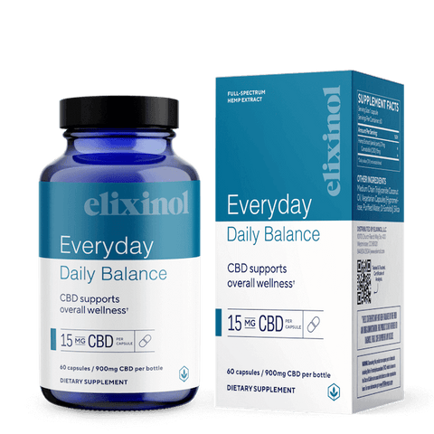 Elixinol Everyday Daily Balance Capsules - 60ct - Bottle and Box